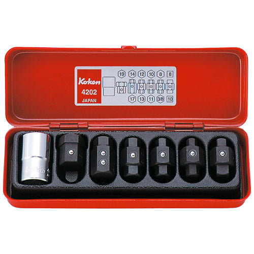 Koken 1/2" Dr Drain Plug Key Set - 7pc 8S x 10S, 8H-19H-Sockets & Accessories-Tool Factory
