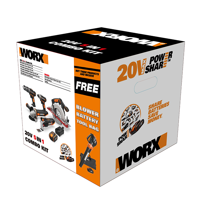 Worx 20V 5 in 1 Combo Kit