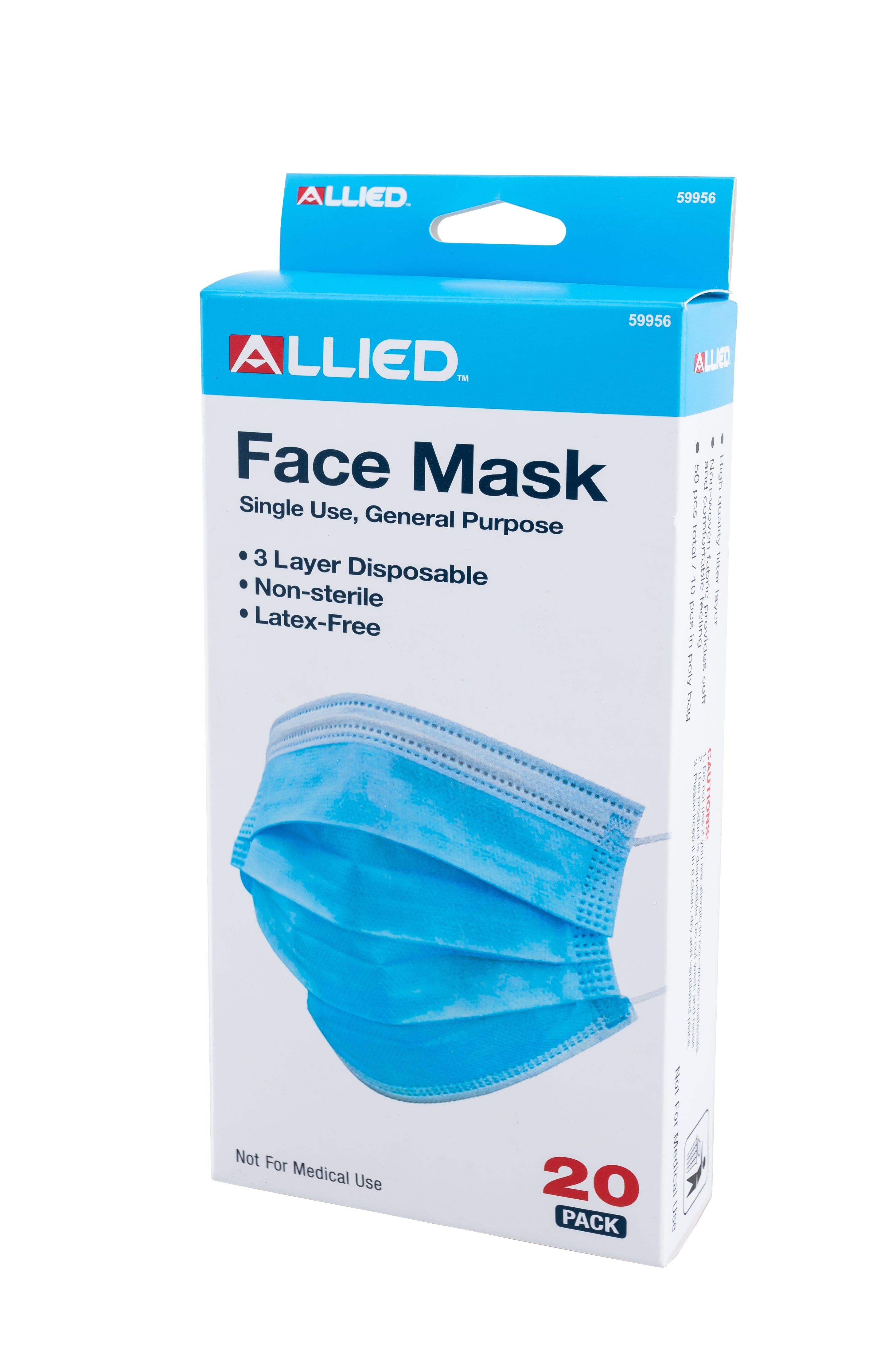 Allied Face Masks 3 Layer Disposable      20-pce