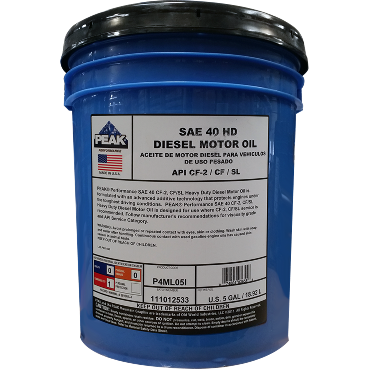 Peak Sae 40 Hd Cf2/Sl 5Gal / 18.9L-Engine & Motor Oils-Tool Factory