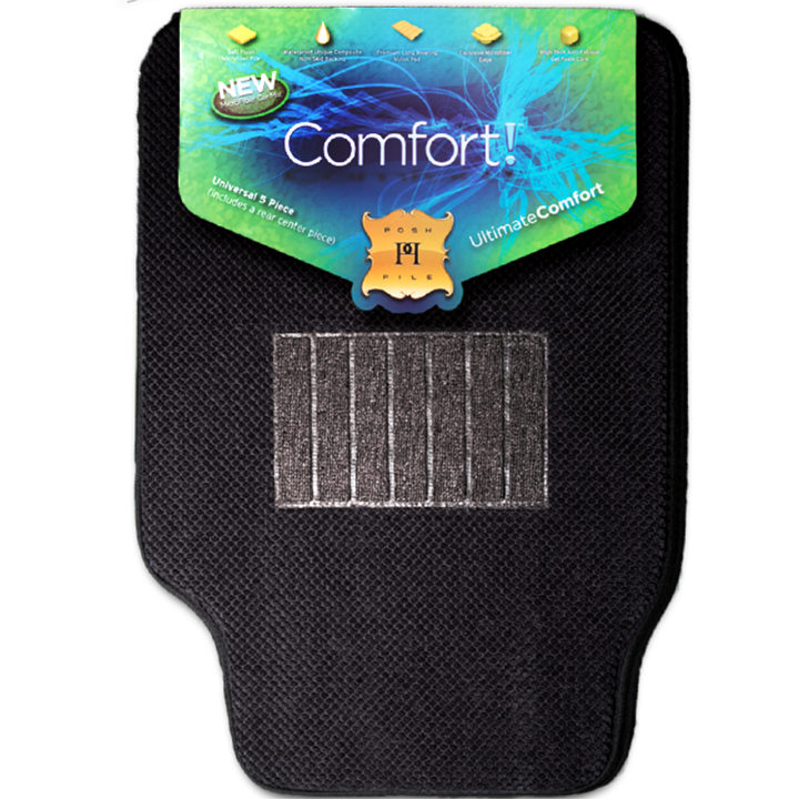 Posh Pile Comfort Microfiber Black (5 Piece)-Car Mats-Tool Factory