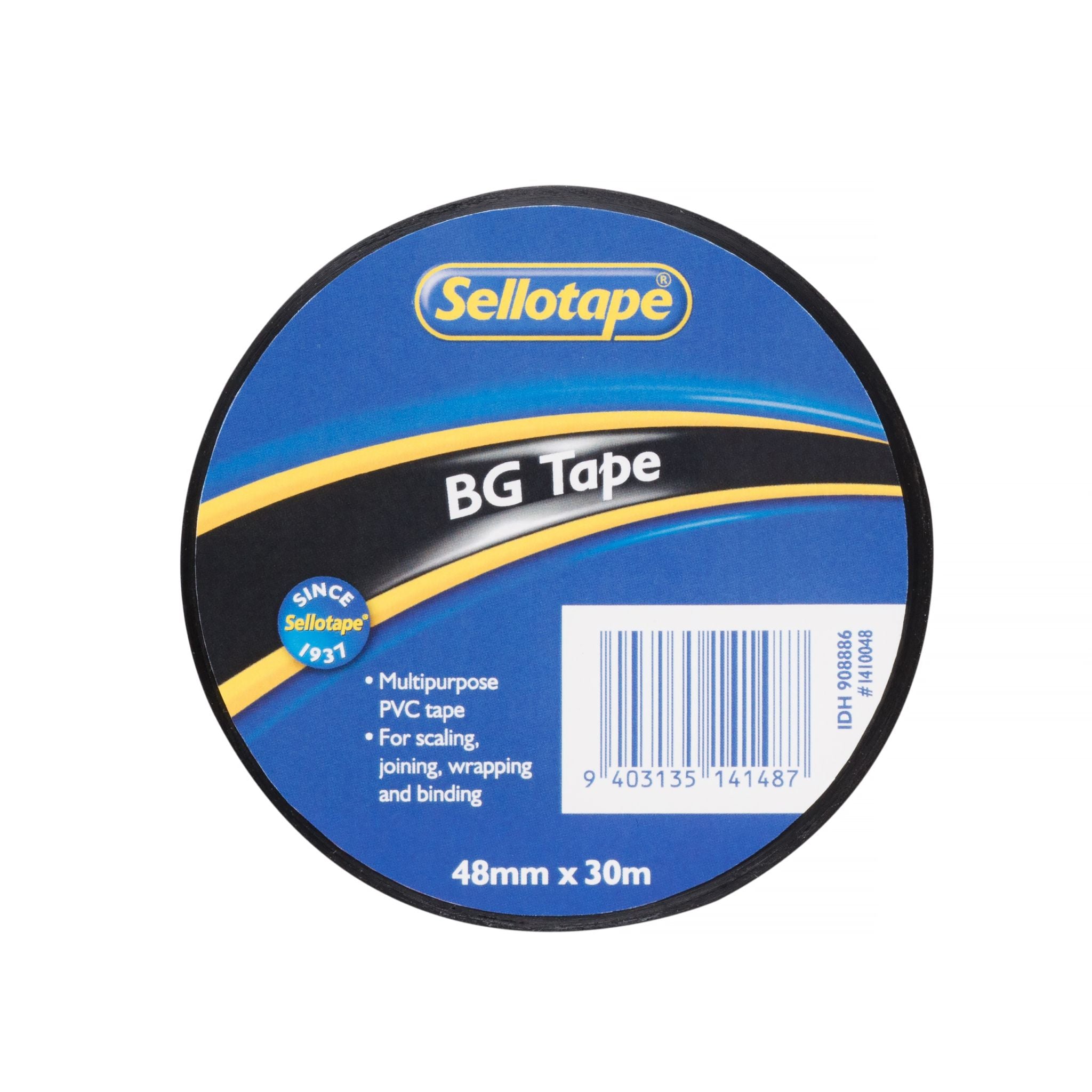 Sellotape 1410 BG Tape Black 48mmx30m