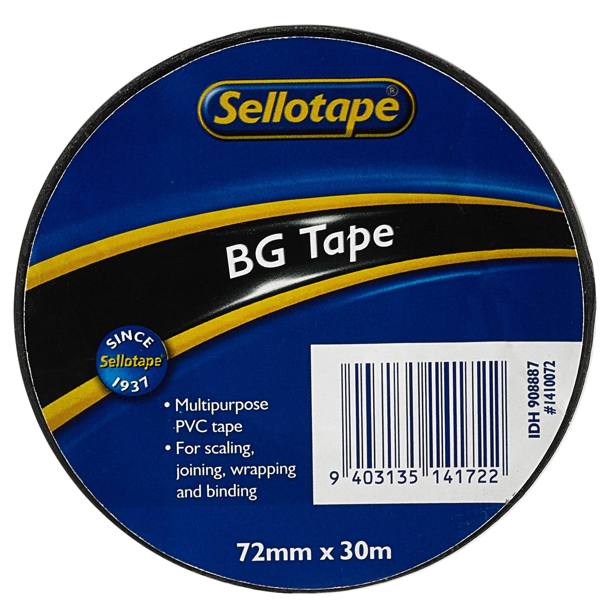 Sellotape 1410 BG Tape Black 72mmx30m