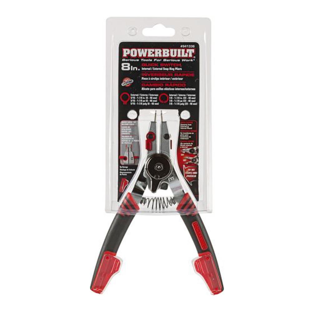 Powerbuilt 200mm/8” Quick Switch Internal/External Snap Ring Pliers