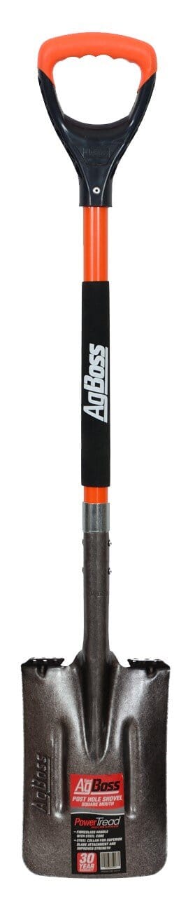 Agboss Post Shovel Square Blade with Fibreglass D Handle