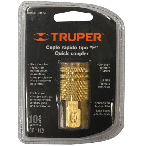 Truper Air Hose Coupler Brass Female for Compressor 1/4"