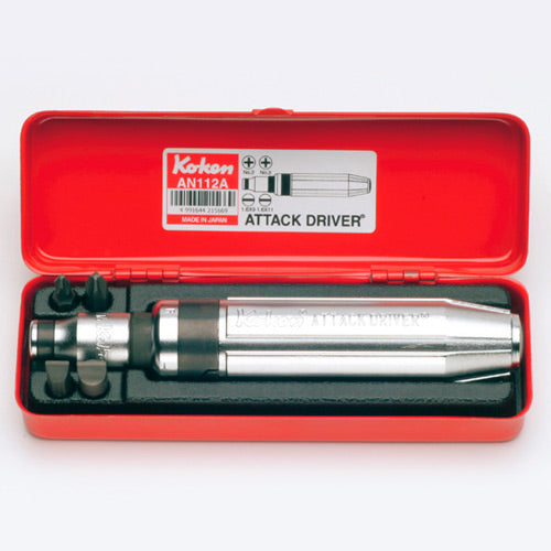 Koken 1/2" Dr Attack Driver Knurled Handle - 6pc #2-3 Phillips, 9-11mm Flat-Sockets & Accessories-Tool Factory
