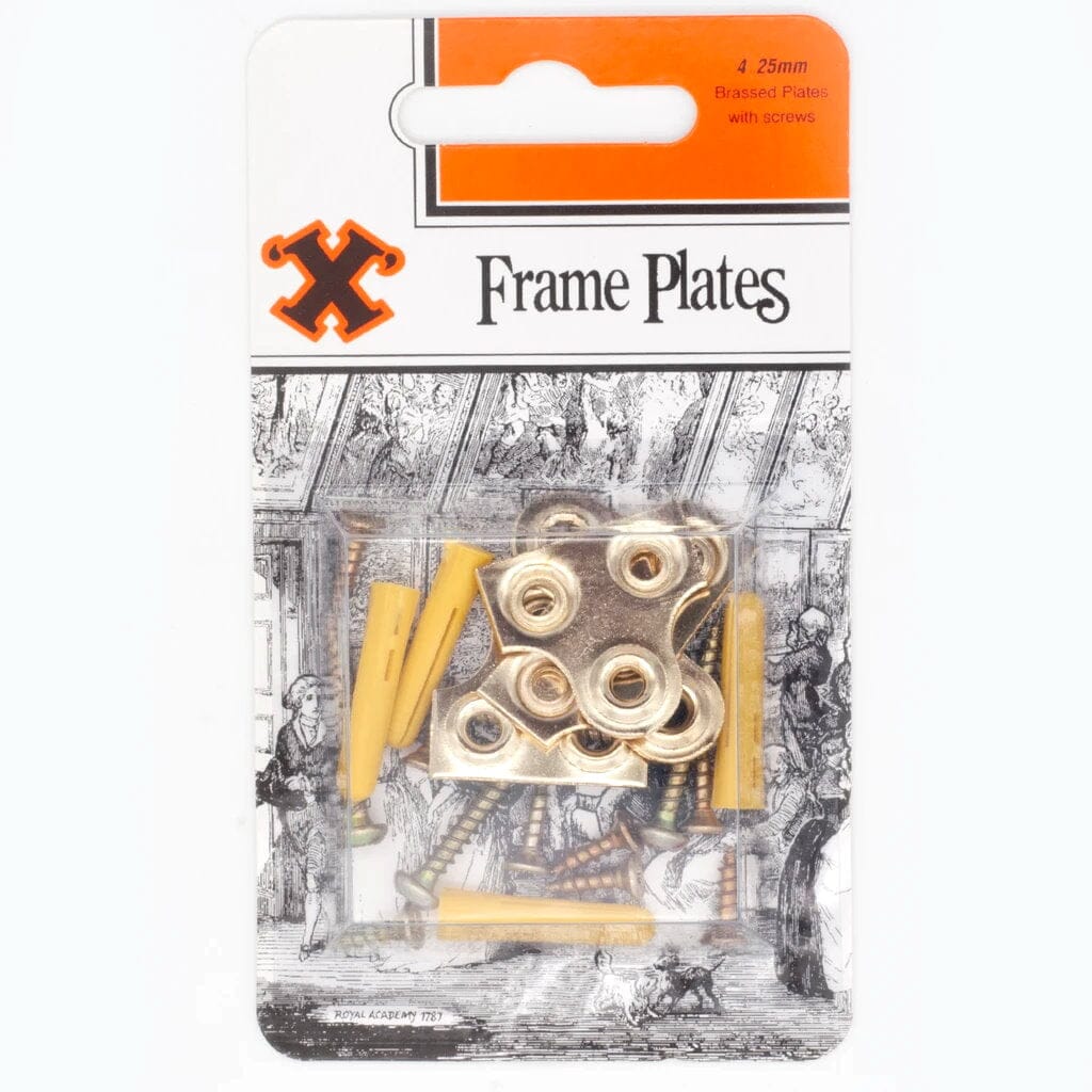 Bayonet X Picture Plate Brassed - 4pce Blister Pack 25mm