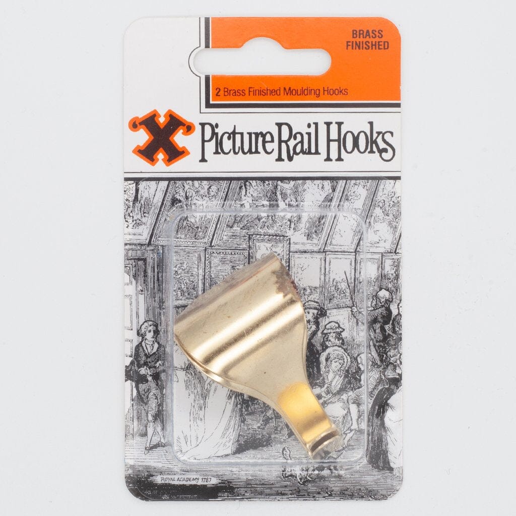Bayonet X Picture Rail Hooks - Blister Pack Brassed