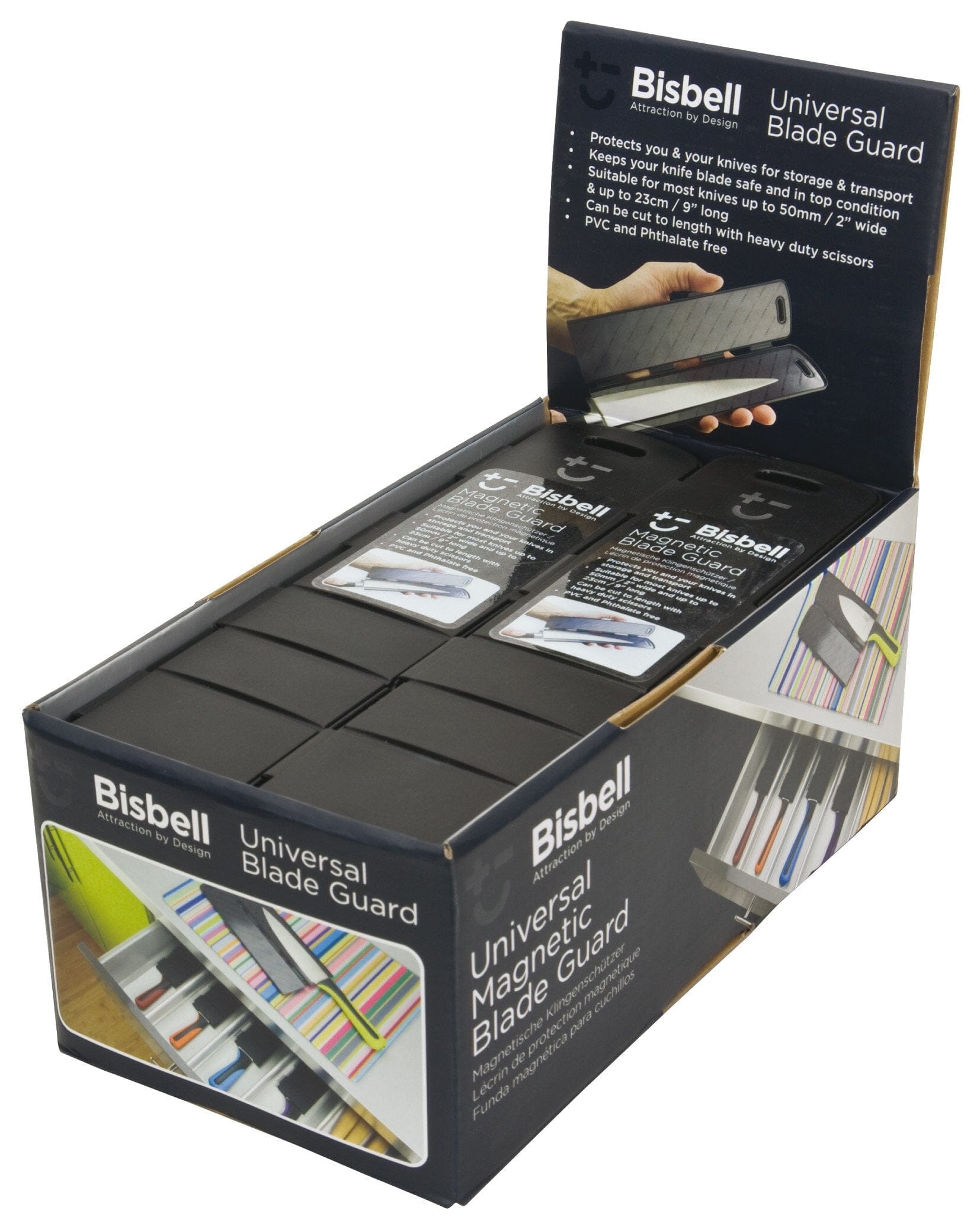 Bisbell Magnetic Knife Guard Black Display 20-pce