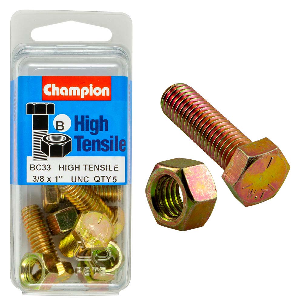 Champion 1 x 3/8in Set Screw & Nut (B) - GR5