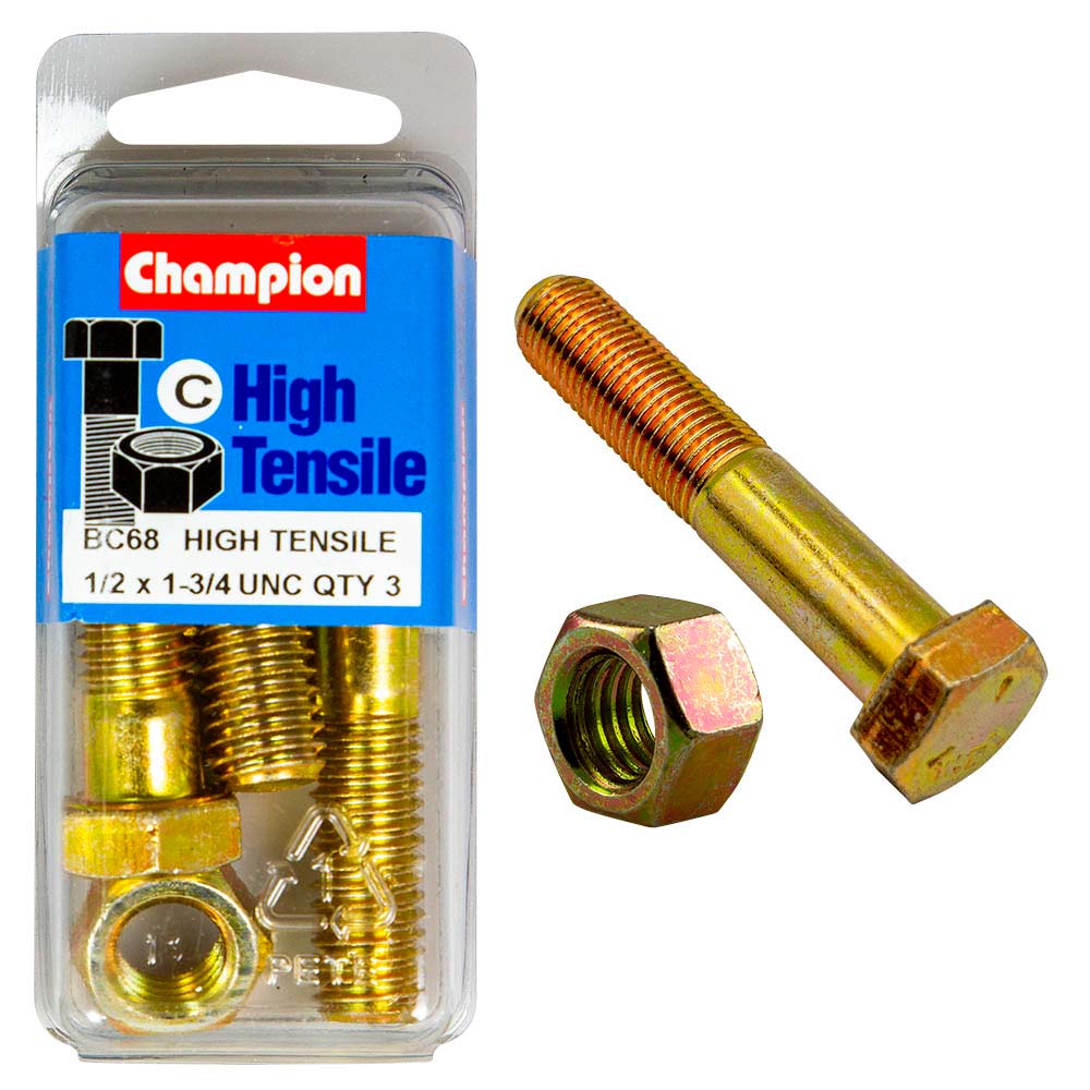 Champion 1-3/4in x 1/2in Bolt And Nut (C) - GR5