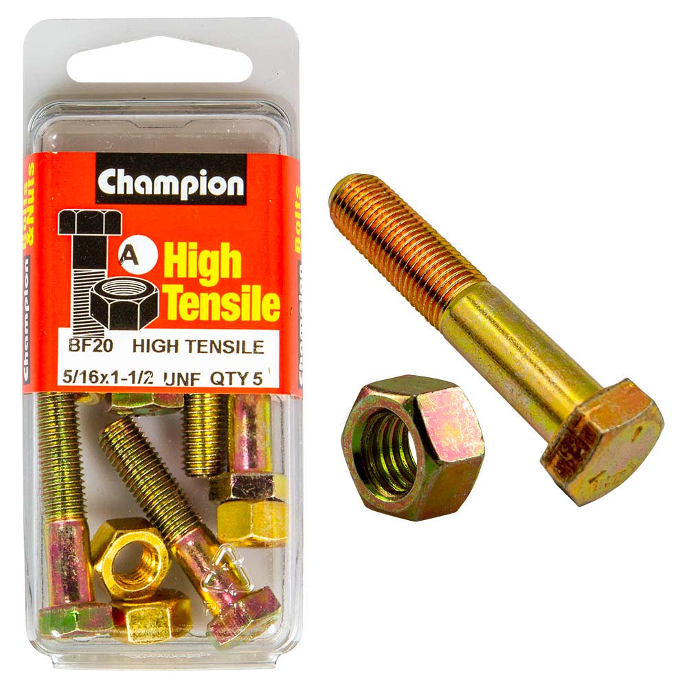 Champion 1-1/2in x 5/16in Bolt And Nut (A) - GR5