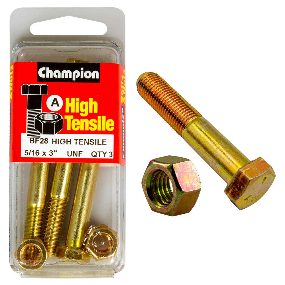 Champion 3in x 5/16in Bolt And Nut (A) - GR5