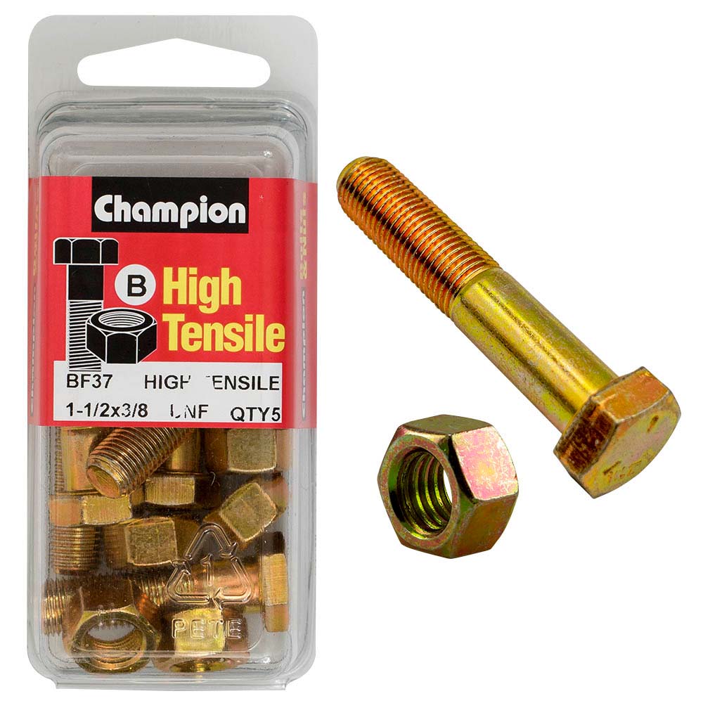 Champion 1-1/2in x 3/8in Bolt And Nut (B) - GR5