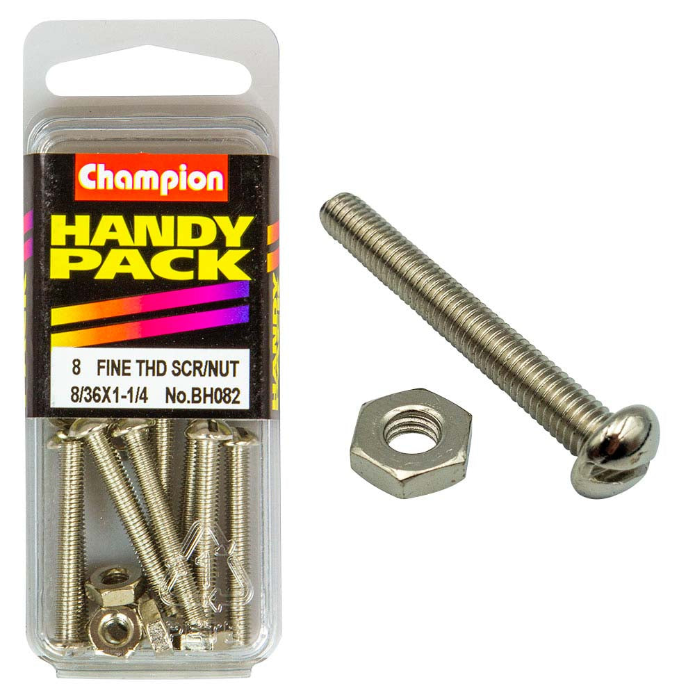 Champion 8/36in x 1-1/4in Fine Set Screw & Nut