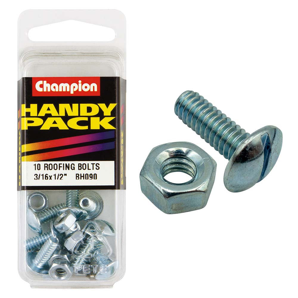 Champion 3/16in x 1/2in Roofing Bolt & Nut