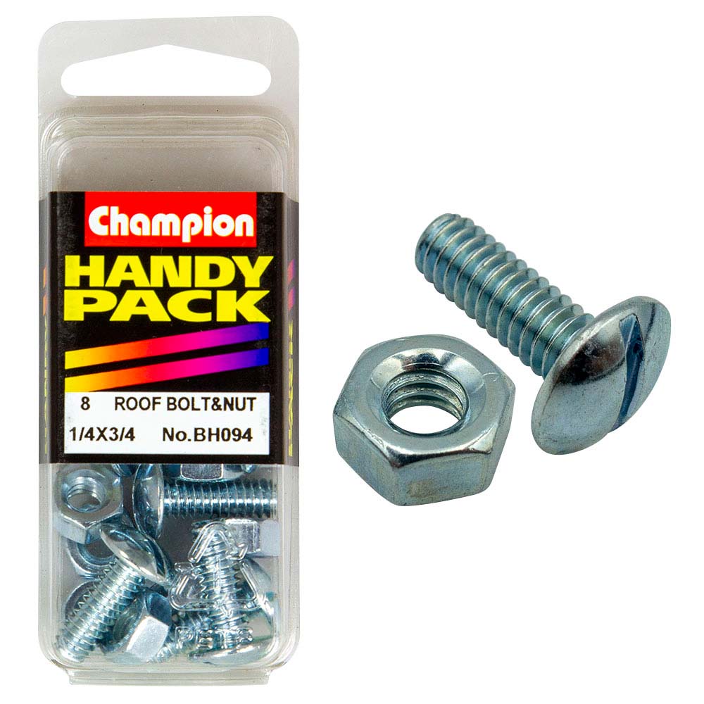 Champion 1/4in x 3/4in Roofing Bolt & Nut