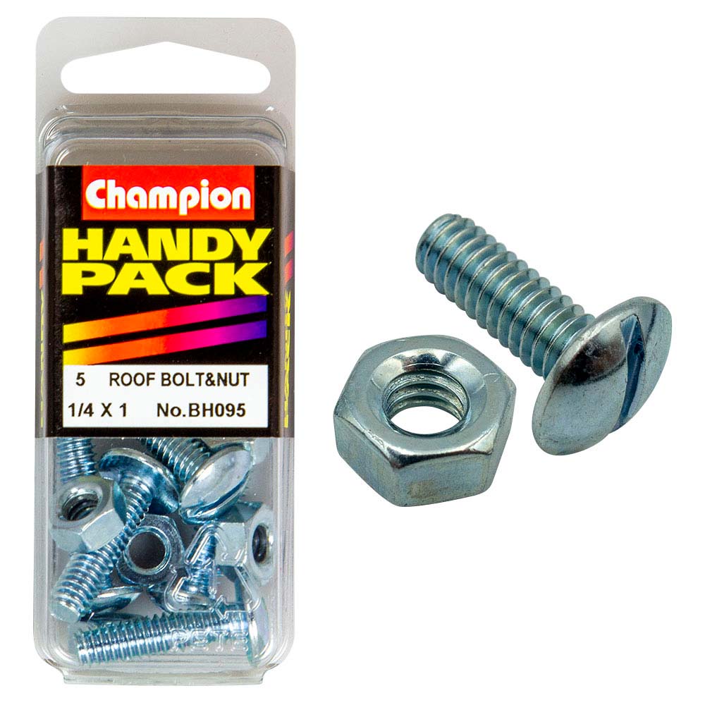 Champion 1/4in x 1in Roofing Bolt & Nut
