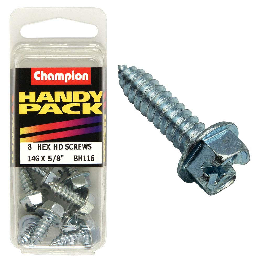 Champion 14G x 5/8in S/Tap Set Screw - Hex HD