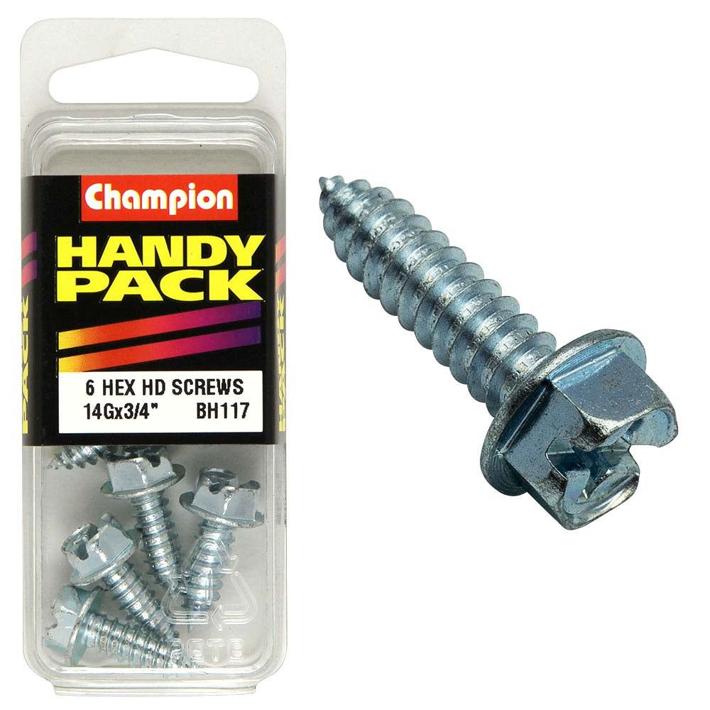 Champion 14G x 3/4in S/Tap Set Screw - Hex HD
