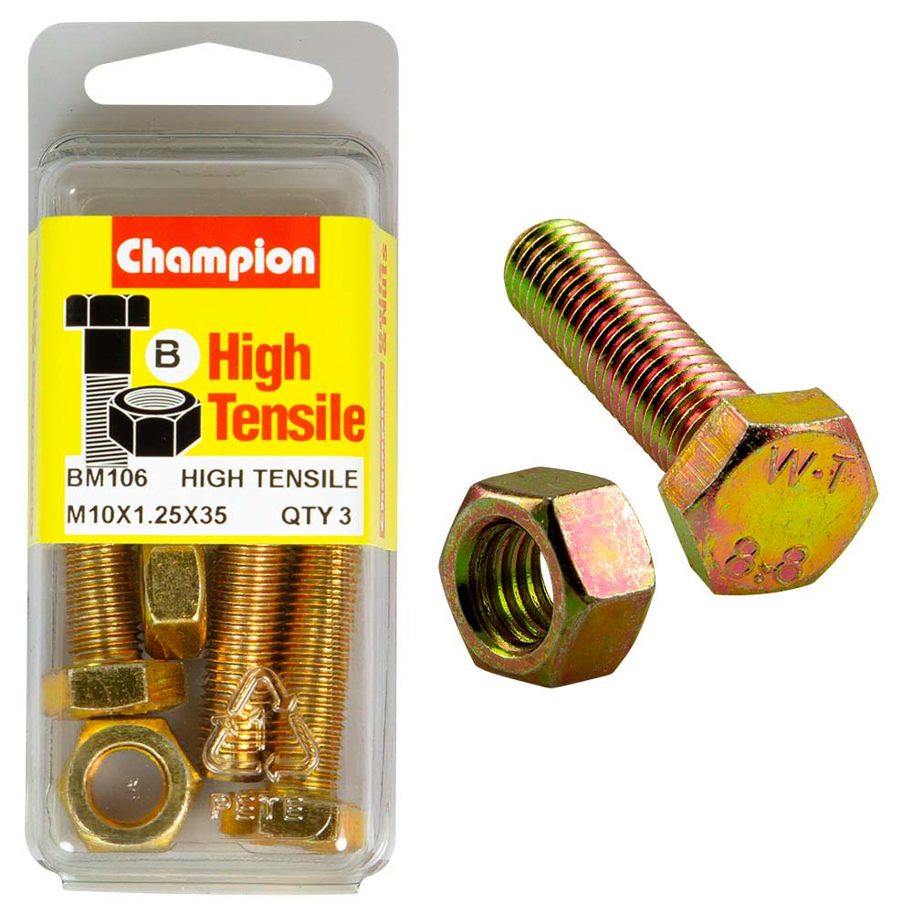 Champion M10 x 35 x 1.25 Set Screw & Nut (B) - GR8.8