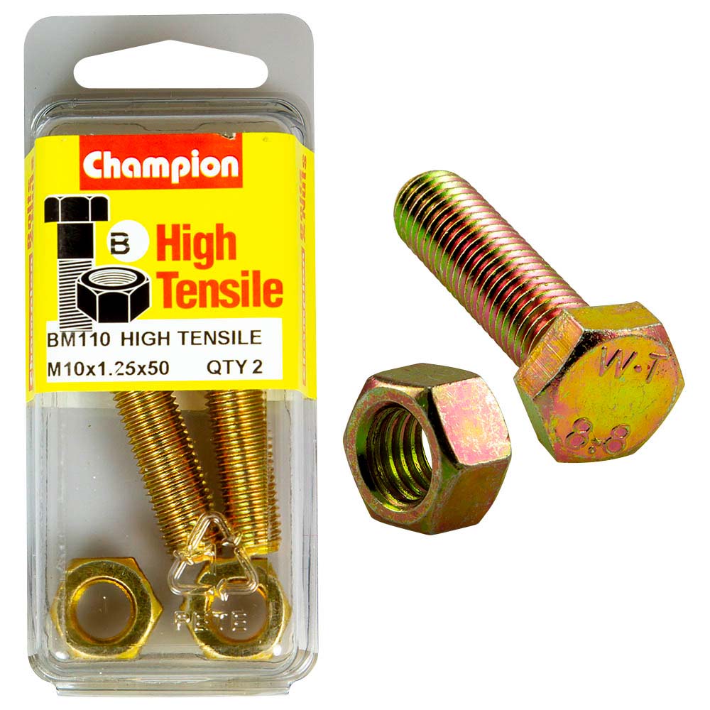 Champion M10 x 50 x 1.25 Set Screw & Nut (B) - GR8.8