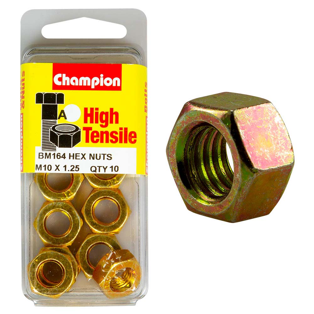 Champion M10 x 1.25 Hex Nut (A) - GR8.8