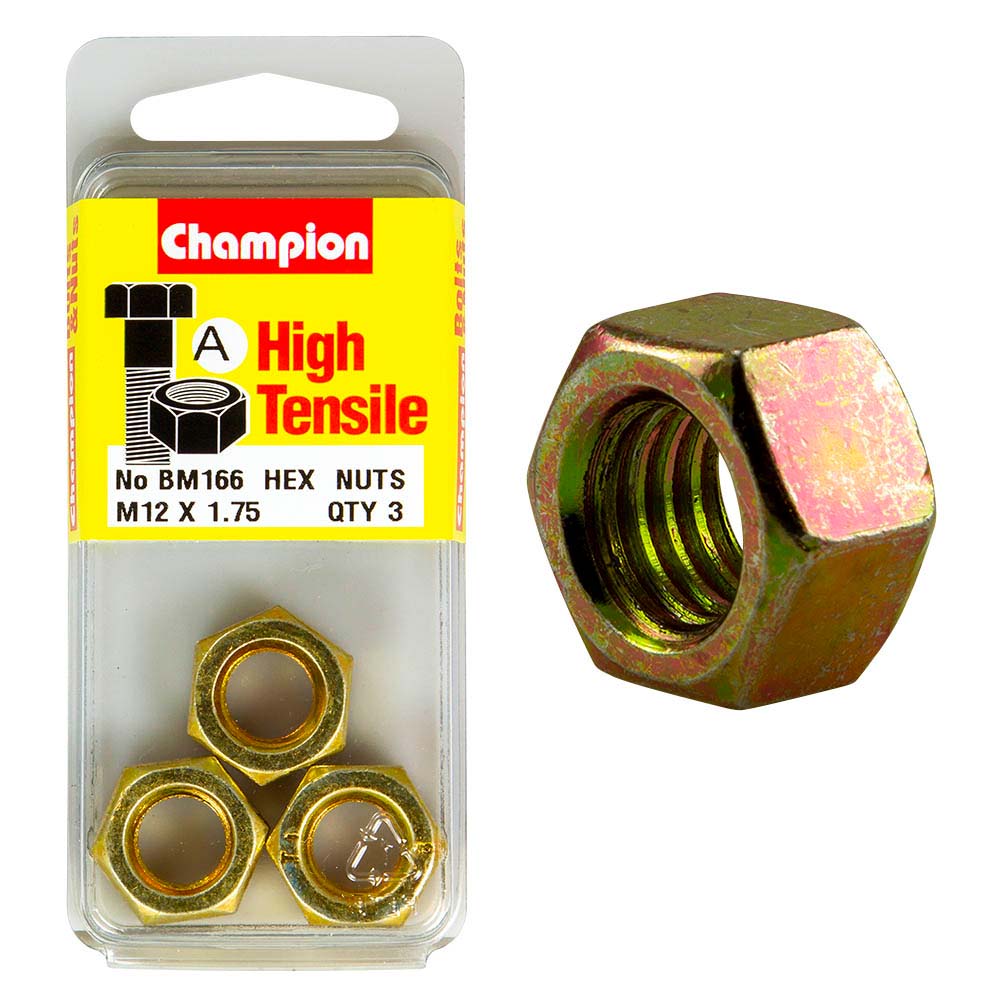 Champion M12 x 1.75  Hex Nut (A) - GR8.8
