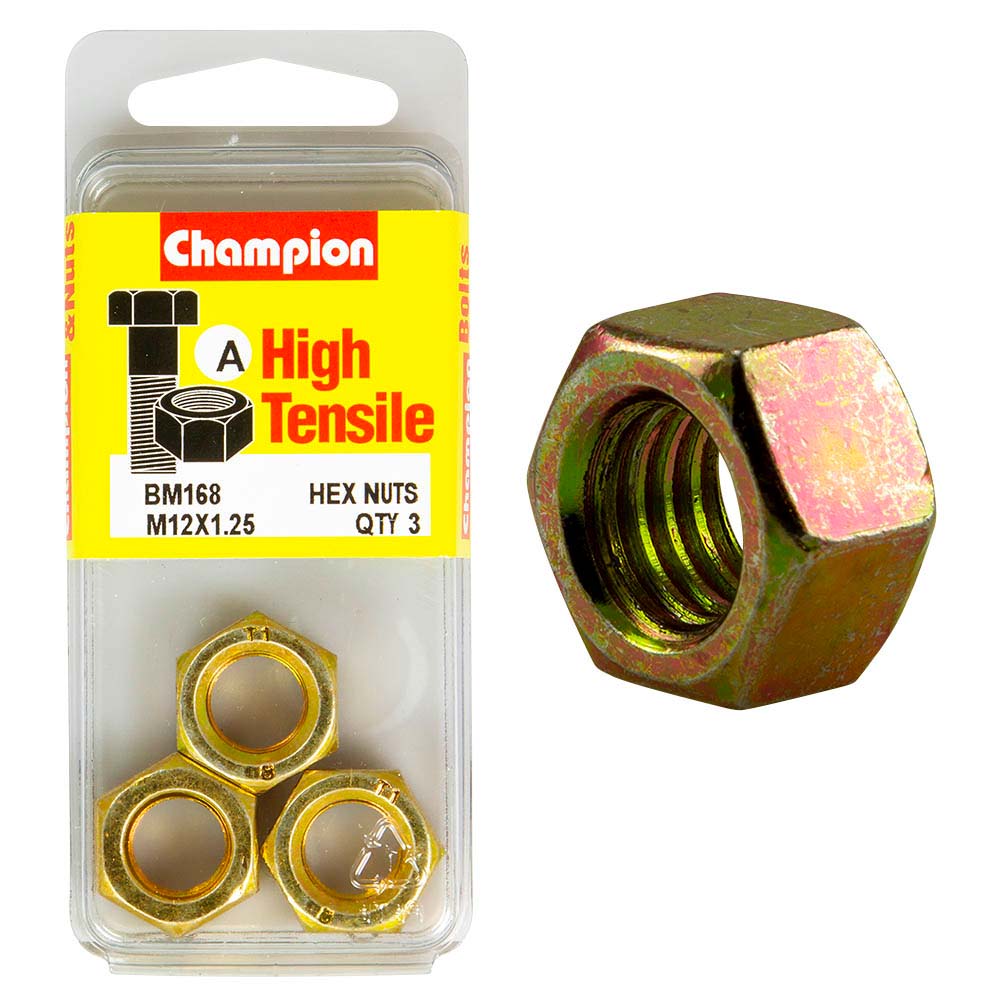 Champion M12 x 1.25 Hex Nut (A) - GR8.8