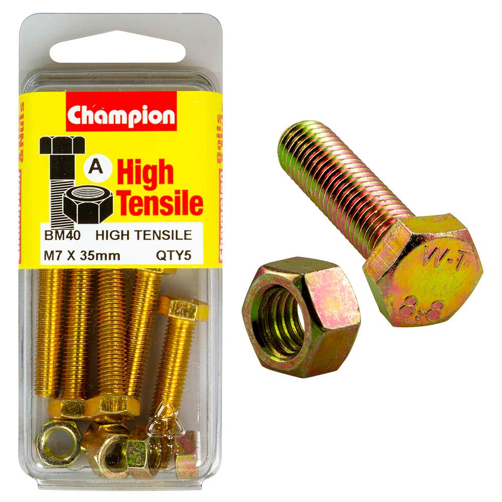 Champion M7 x 35 Set Screw & Nut (A) - GR8.8