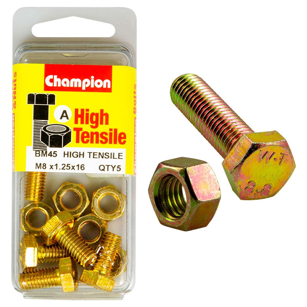 Champion M8 x 16 Set Screw & Nut (A) - GR8.8