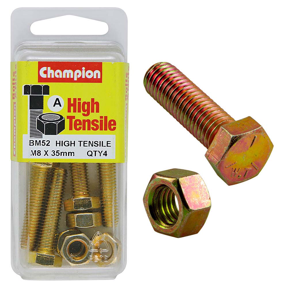 Champion M8 x 35 Set Screw & Nut (A) - GR8.8