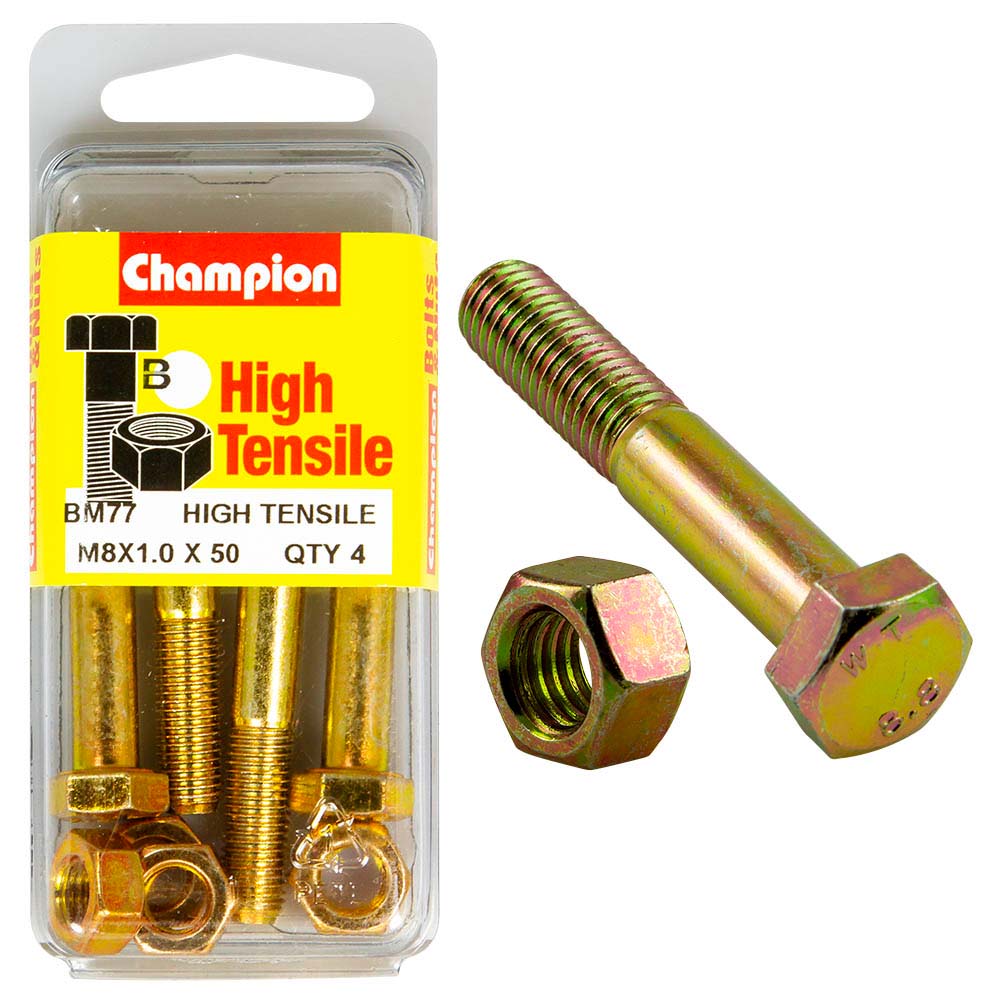 Champion 8 x 50 x 1.0 Set Screw  & Nut (B) - GR8.8