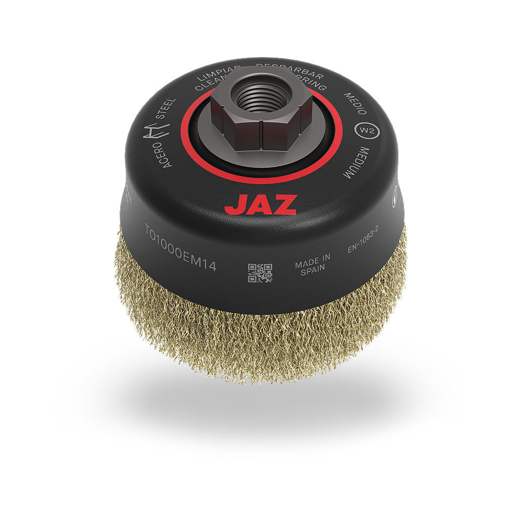 Jaz Cup Brush Crimped 125mm x 30mm x 0.3mm - M14 x 2 - Coated Steel (BRUC-1250)