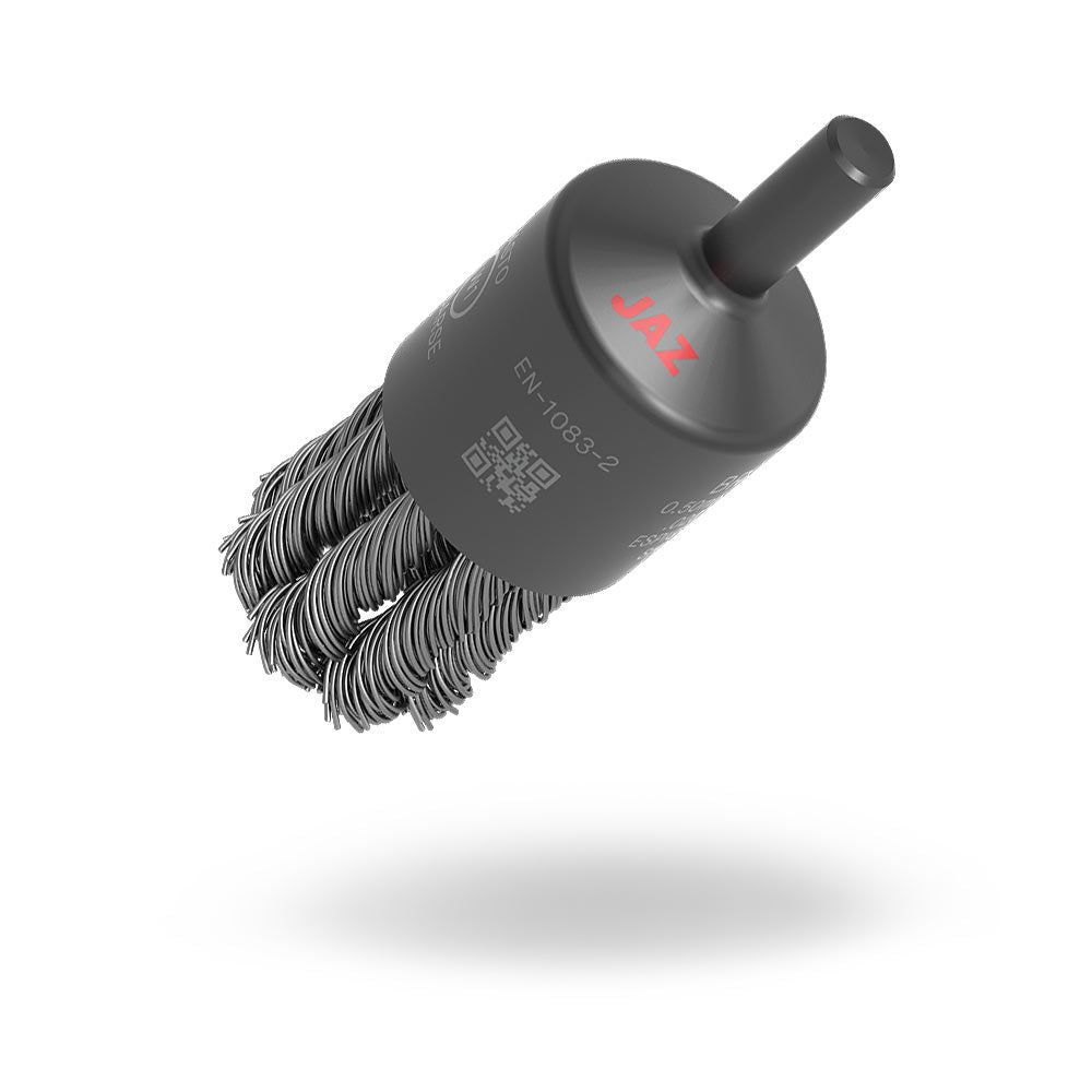 Jaz End Brush Twist Knot 30mm x 22mm x 0.5mm - 6mm Shank - Grey Steel (BRUE-3000K)