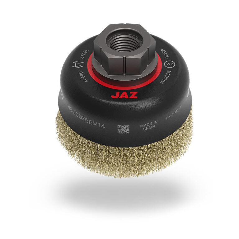 Jaz Cup Brush High Speed 75mm x 22mm x 0.3mm - M14 x 2 - Stainless Steel (BRUH-7514S)
