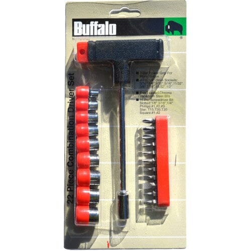 Buffalo T-Bar Socket & Bit Set 22-pce