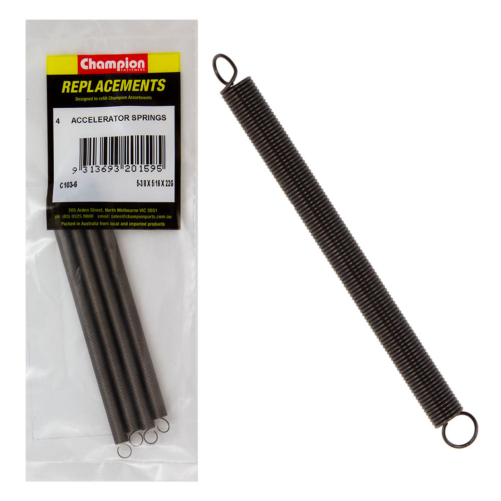 Champion 5-3/8(L) x 5/16in (O.D) x22G Accelerator Spring-4pk