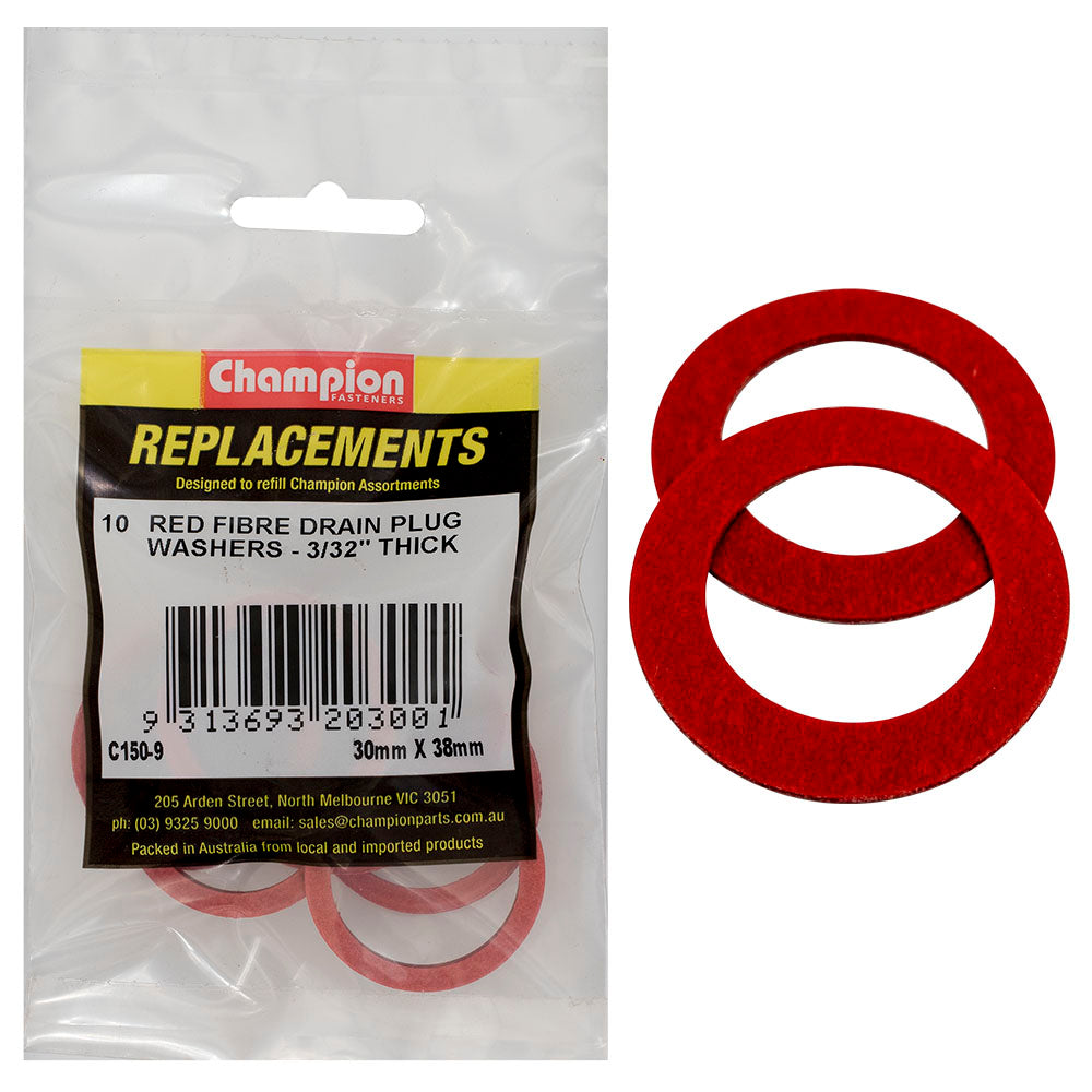 Champion M30 x 38 x 1.5mm Red Fibre (Sump Plug) Washer -10pk