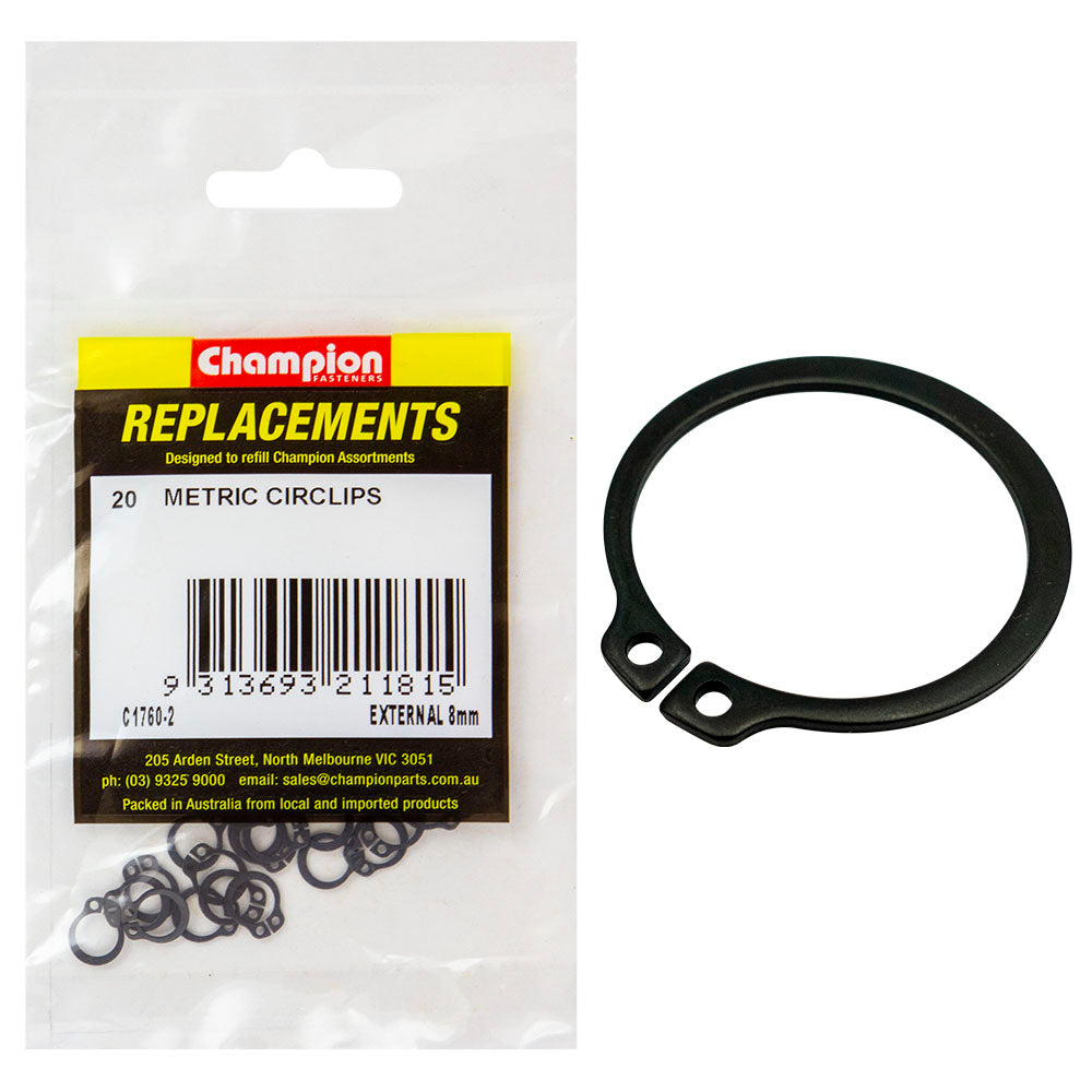 Champion 8mm External Circlip -20pk