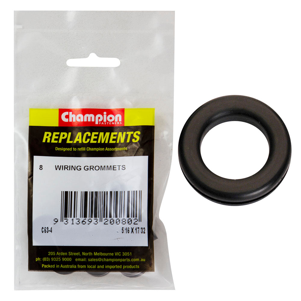 Champion 5/16in x 17/32in x 3/4in Rubber Wiring Grommet -8pk
