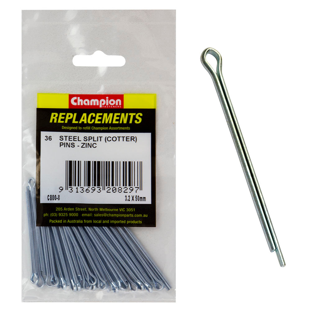 Champion 3.2mm x 50mm Steel Split (Cotter) Pin -36pk