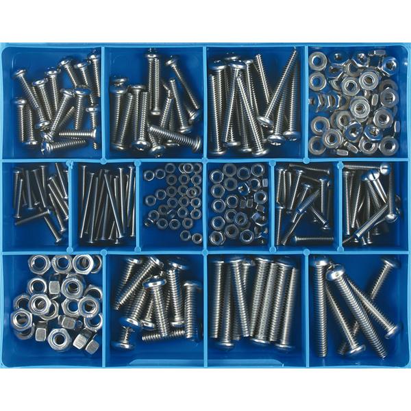 256Pc Stainless Machine Screws & Nuts Assortment | Assortments - Stainless Steel-Fasteners-Tool Factory
