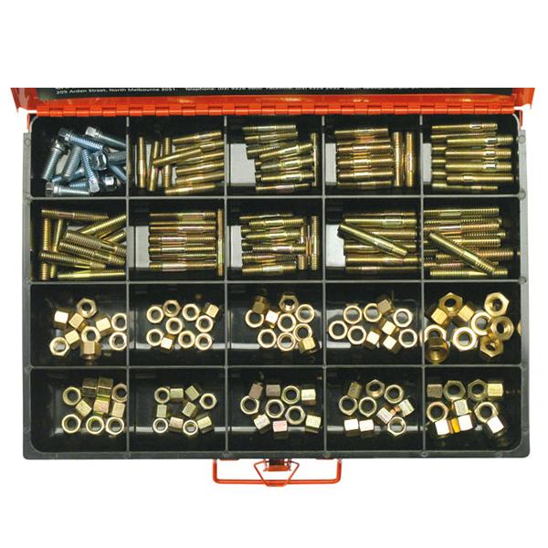 200Pc Master Mainfold Studs And Nuts-Brass & Steel | Master Kits - Misc-Fasteners-Tool Factory