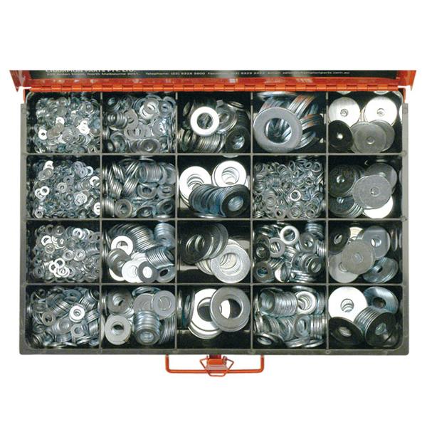 2190Pc Metric & Imperial Flat Washer Assortment | Master Kits - Washers-Fasteners-Tool Factory