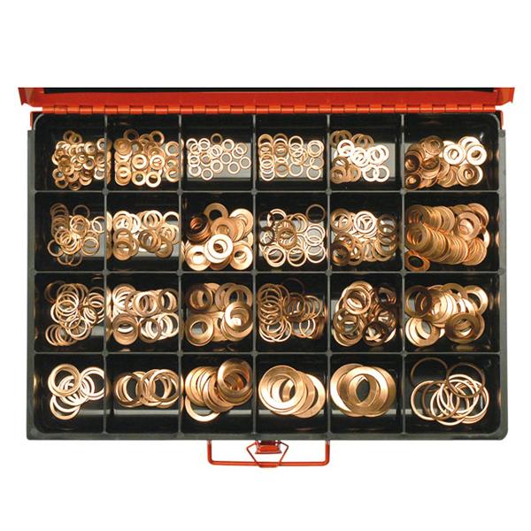565Pc Fuel Injection Copper Washer Assortment | Master Kits - Washers-Fasteners-Tool Factory