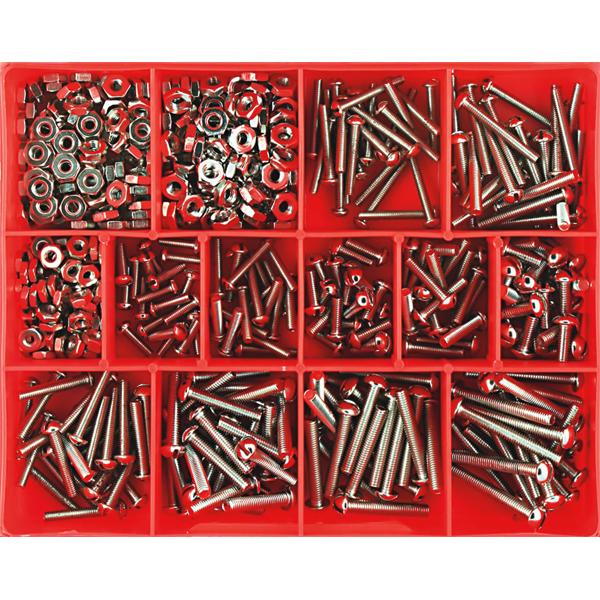 Champion 300Pc Fine Thread Screw & Nut Assortment (Nickle) | Assortments - Machine Screws & Nuts-Fasteners-Tool Factory