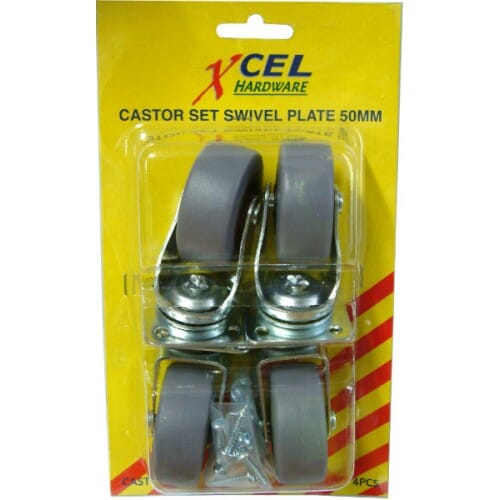 Xcel Castor Set Swivel Plate 50Mm 4-Pce