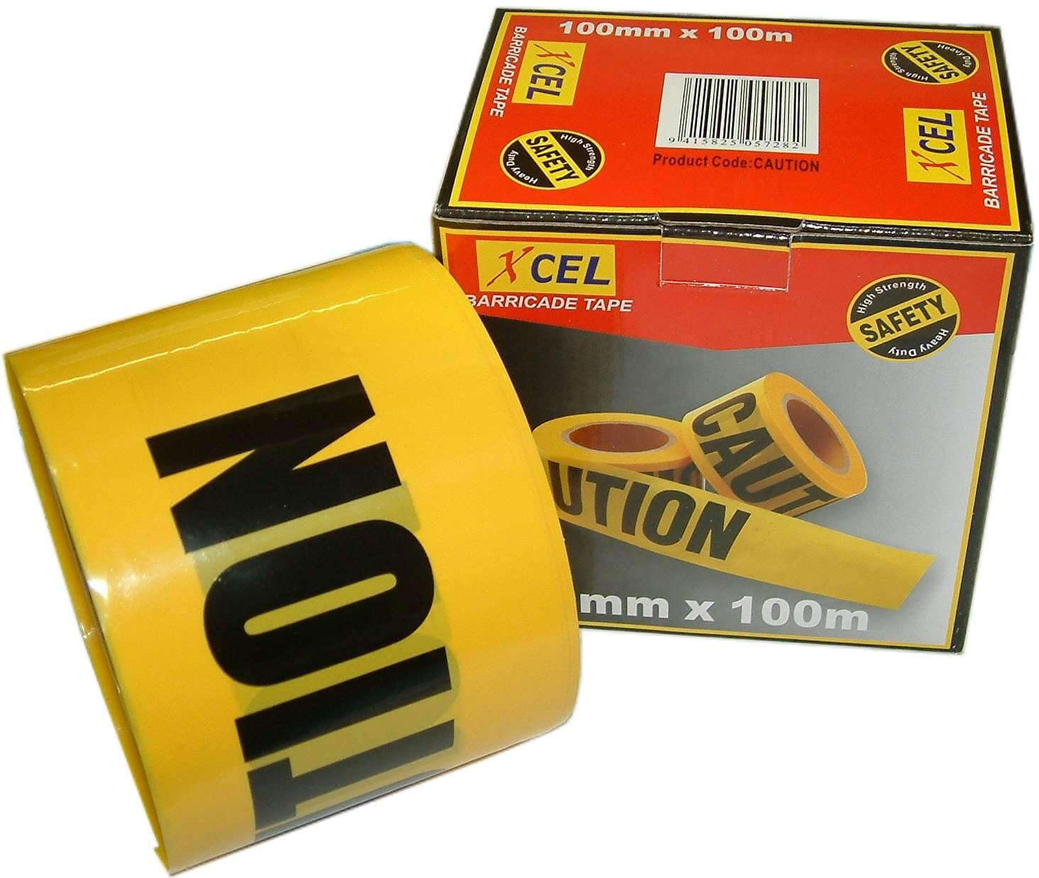 Xcel Barrier Tape - Caution - Yellow 100mm x 100m
